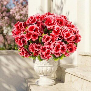 8-Pcs Peach Artificial Realistic Silk Flowers Faux Garden Front Door Home Decor